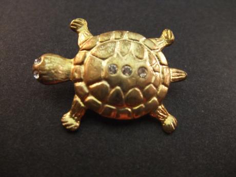Schildpad goudkleurig met glinstersteentjes